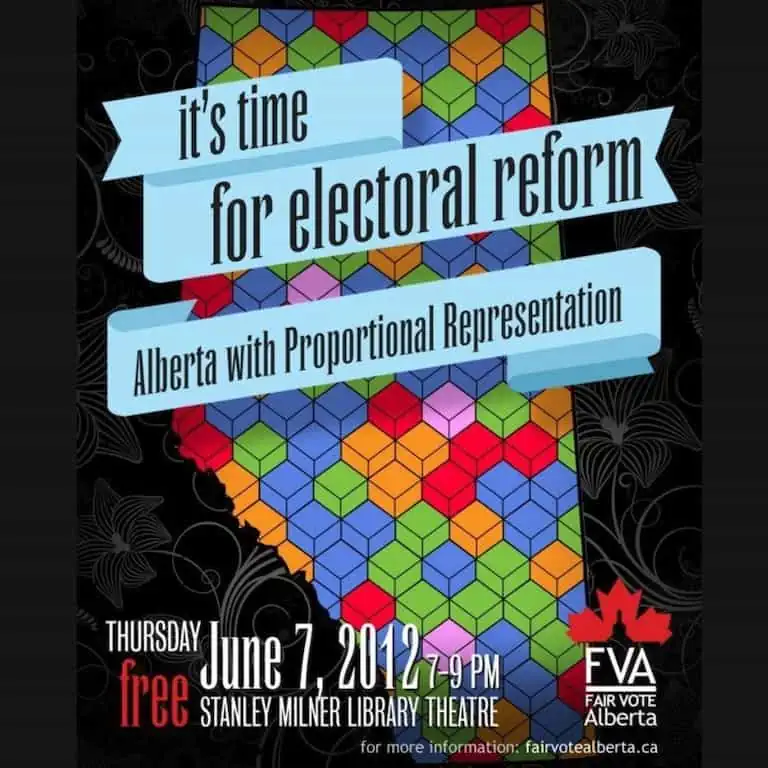 It's time for proportional representation, Fair Vote Alberta event identity design